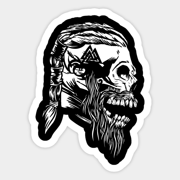 Viking Warrior Skull Sticker by LAPublicTees